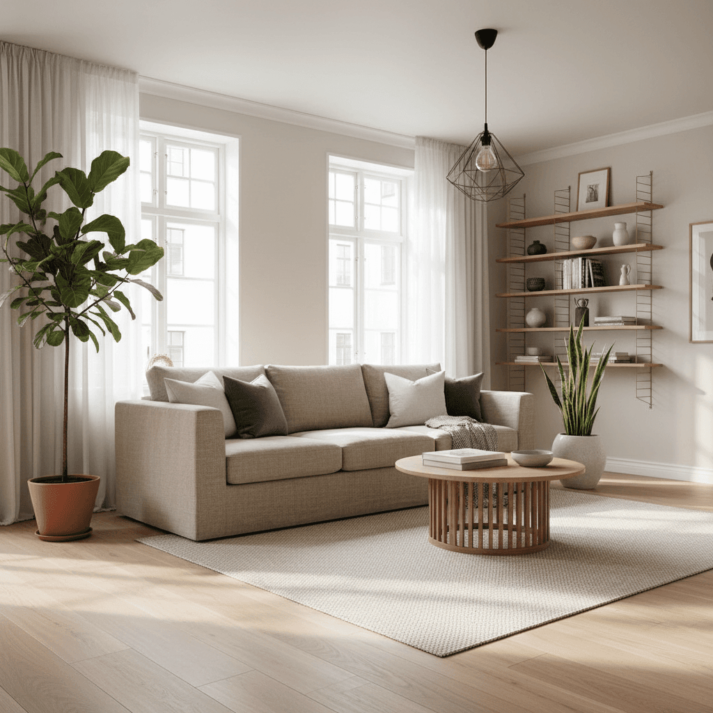 After: beautiful Scandinavian AI room design transformation by DecorAI