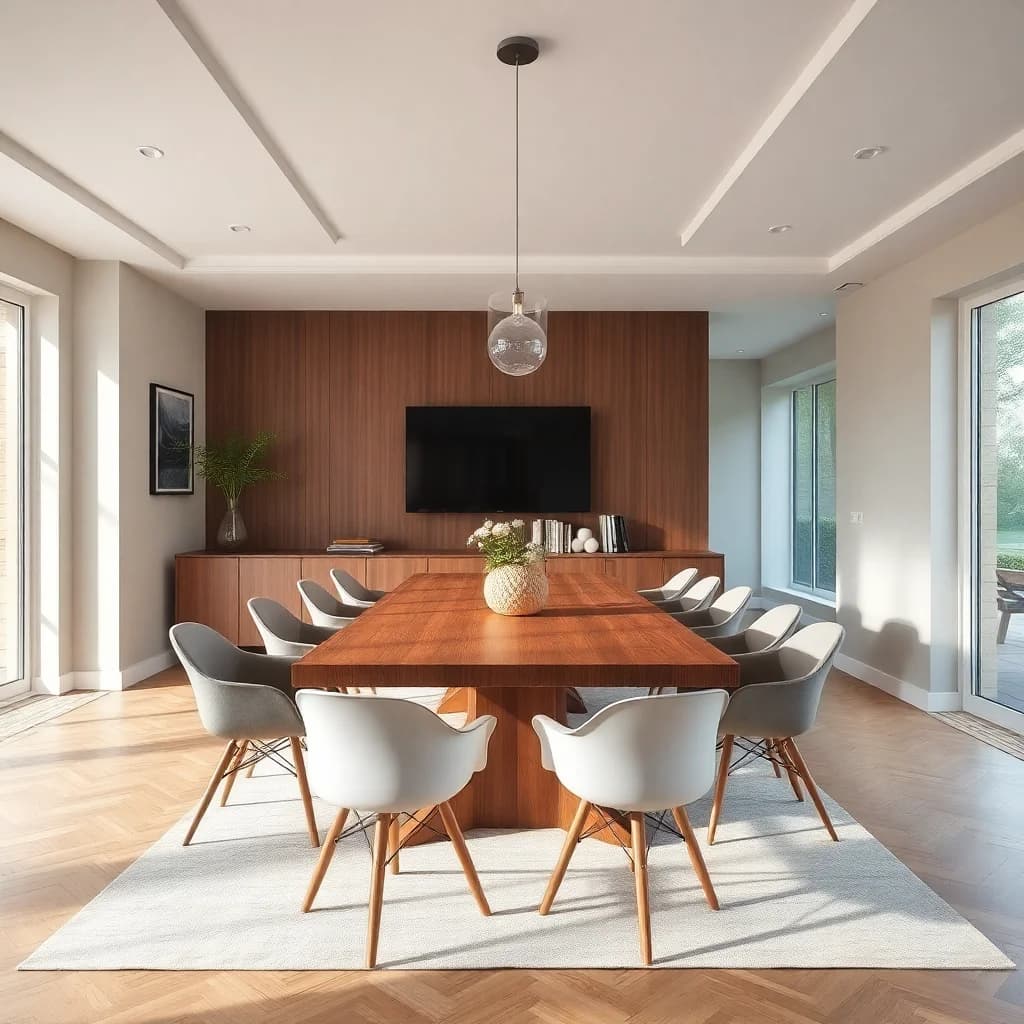 AI dining room design with elegant wooden table