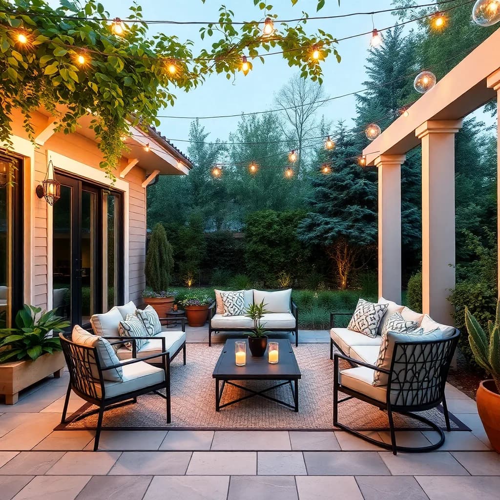 AI design backyard with cozy patio furniture